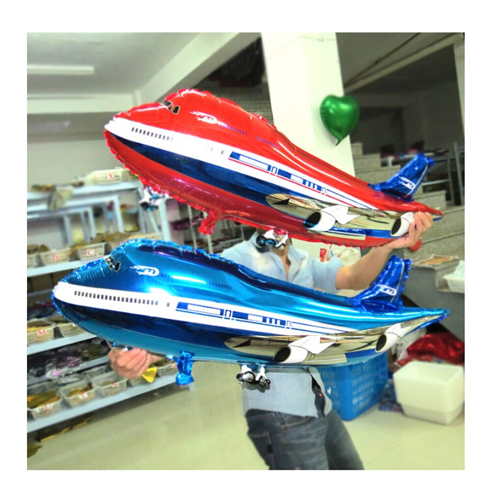 Ccinee 50 pcs 43x82 cm airliners 모델 알루미늄 호 일 풍선 휴일 생일 파티 블루 레드 풍선 풍선 장난감 위한